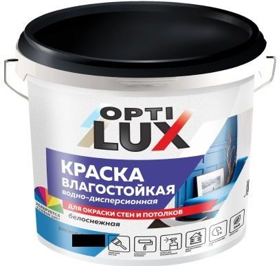 Краска водно-дисперсионная Оптилюкс, влагостойкая, белоснежная, 14 кг купить в СОМ