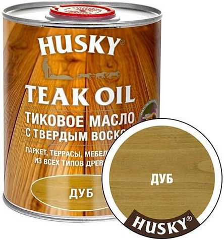 Масло тиковое Husky Siberian с твердым воском, дуб, 0.9л купить в СОМ
