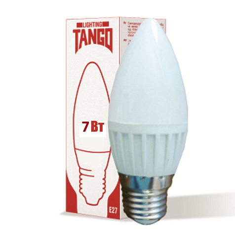 Лампа светодиодная Tango 7Вт E27 свеча 3000К купить в СОМ