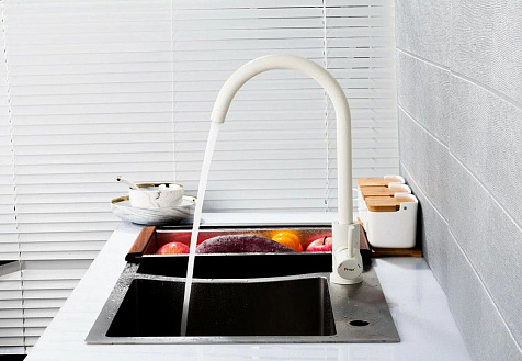 Смеситель для мойки Frap F40899-1, белый купить в СОМ