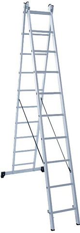 Лестница 2-х секционная Новая Высота NV1220, 10 ступеней, алюминиевая купить в СОМ