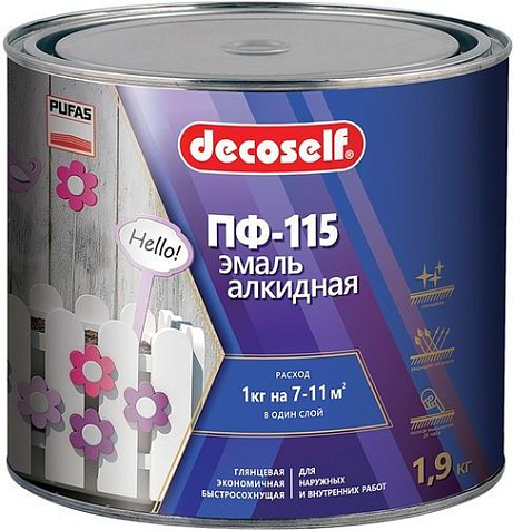 Эмаль ПФ-115 Pufas Decoself, желтый, 1.9 кг купить в СОМ