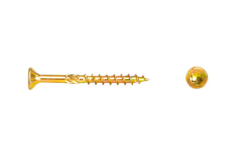 Саморез конструкционный потай, желтый цинк, 5 х 70, Torx 25, 1 шт купить в СОМ