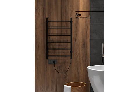 Полотенцесушитель электрический Indigo Arc (electro) 800х500 мм, черный муар, универсальный купить в СОМ