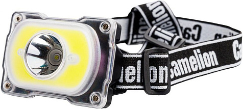 Фонарь налобный аккумуляторный Camelion LED53407 акк.3.7V LED 3W+COB 5W 4реж, Type-C, черн купить в СОМ