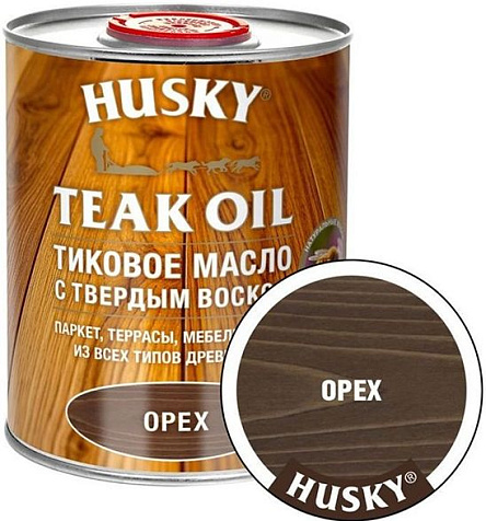 Масло тиковое Husky Siberian с твердым воском, орех, 0.9л купить в СОМ